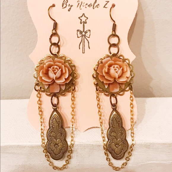 White Magic Designs Jewelry - Resin Rose Vintage Inspired Earrings